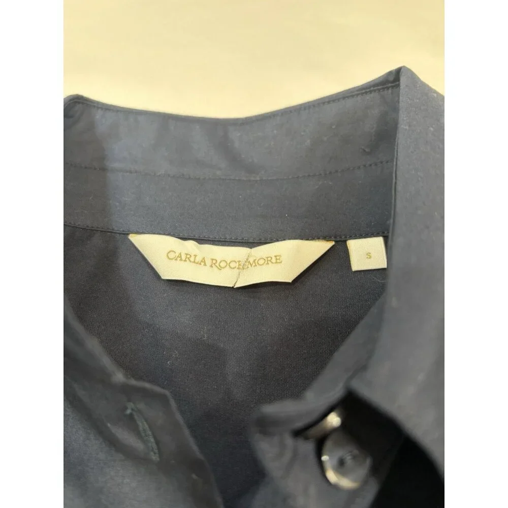 Carla Rockmore Collection The Essential Button Down Shirt Navy Size Small - Picture 8 of 10
